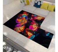 FEIPUHOME Art Mysterious Fantasy Rug 80x120cm Dreamlike Colorful Flowers Rugs Washable Soft Non Slip Carpet for Living Bedroom Dining Room Low Pile Indoor Decor