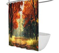 FEIPUHOME Art Natural Landscape Shower Curtain Autumn Forest Bathroom Curtains with Plastic Hooks Machine Washable Waterproof Extra Long Cloth Fabric 200 x 220 cm