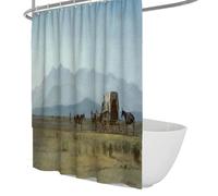 FEIPUHOME Art Pristine Natural Scenery Shower Curtain Surveyor's Wagon in the Rockies Famous Painting Printing Fabric Bathtub Curtains Washable Quick Dry 200 x 240 cm