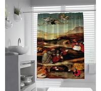 FEIPUHOME Art Renaissance Shower Curtain for Bathroom the Temptation of Saint Anthony Famous Painting Printing Bath Curtain Waterproof Fabric with Hooks 150 x 200 cm