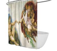 FEIPUHOME Art Renaissance Shower Curtain the Creation of Adam Famous Painting Printing Curtains Bathroom Set Accessories Decor with Hooks Waterproof 150 x 200 cm