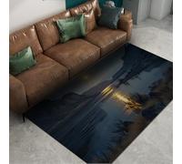 FEIPUHOME Art Riverside Sunset Scenery 140x200cm Area Rug Canyon Weeds Reflections in the Lake Rugs Washable Carpet for Bedroom Living Room Nursery Entryway Home Decor