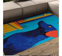 FEIPUHOME Art Rug 120x150cm Colorful Rural Style Rugs Puppy by the Window Pattern Carpet for Living Room Bedroom Indoor Outdoor Decor Washable Soft Non Slip
