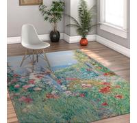 FEIPUHOME Art Rug 120x180cm Coastal Landscapes Rugs in the Garden Famous Painting Print Low Pile Soft Mat for Living Guest Room Tea Room Porch Non Slip Carpet