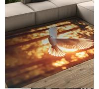 FEIPUHOME Art Rug 180x240cm Sunshine in the Jungle Rugs with Flying White Eagle Design Washable Non Slip Thin Low Pile Carpet for Living Room Bedroom Office