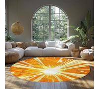 FEIPUHOME Art Rug 200x200cm Bright Explosion Pop Art Rugs Summer Sun Round Carpet for Nursery Room Bedroom Diningroom Home Office Low Pile Easy-to-Clean Yellow