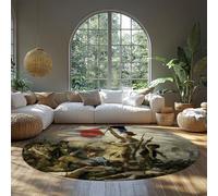 FEIPUHOME Art Rugs 160x160cm Mid-Century Retro Round Rug Liberty Leading the People Famous Painting Prints Carpet Washable Non-slip Entryway for Farmhouse Lobby Room