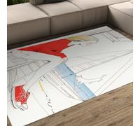 FEIPUHOME Art Rugs 160x200cm Washable Soft Non-Slip Rug Modern Minimalist Design for teen Room Bedroom Lounge Girl and cat on the deck Carpets Nautical style