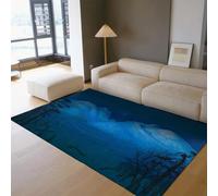 FEIPUHOME Art Rugs 180x280cm Natural Landscape Rug Winter Night in the Mountains Famous Painting Prints Floor Carpets Indoor Non-slip for Living Room Bedroom