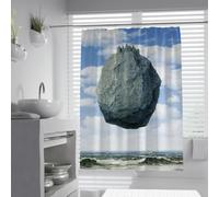 FEIPUHOME Art Surrealism Maritime Landscapes Shower Curtain the Castle of the Pyrenees Famous Painting Printing Bathroom Decorative Curtains Waterproof 200 x 220 cm