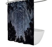 FEIPUHOME Art Swirling Meteor Shower Pattern Fabric Bathroom Curtains Starry Sky Above the Treetops Prints Shower Curtain with Hooks Waterproof 150 x 180 cm