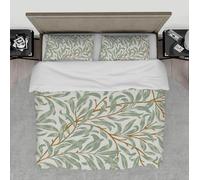 FEIPUHOME Art William Morris Style Bedding Set with 2 Pillow Shams Ultra Soft Duvet Cover for Women Girls Retro Rustic Plant Leaves Pattern Theme Super king