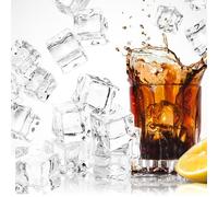 FEIQIAO Clear Fake Ice Cubes 60 PCS 1 Inch Plastic Ice Rock Diamond Crystals Square Fake Ice For Photography Props Home Decoration Vase Fillers Wedding Decoration