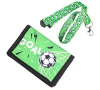 Feirdhoo Children's Neck Pouch, Football Pattern, Trifold Purse, Children's Wallet with Lanyard, Purse for Boys and Girls for Birthday Gift, black, Football Style