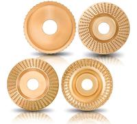 Feirenql 4PCS Angle Grinder Wood Carving Disc Set, Gold, Silicon Carbide, 60Grit, Carbon Steel, 4" or 4 1/2" Angle Grinder Attachment for Woodworking, Wood Shaping, Carving, Cutting
