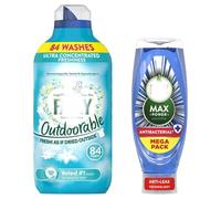 Feiry Outdoorable Fabric Softener Conditioner 84 Washes + Feiry Max Power Anti-Bac Washing Up Liquid Eucalyptus 730ml Bundle - Long-Lasting Freshness & Hygienic Cleaning