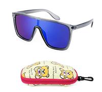 FEISEDY Kids Sunglasses for Boys Girls, Lightweight One Piece Sqaure Frame UV400 Protection with Age 4-12