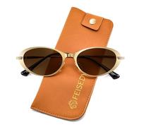 FEISEDY Metal Oval Sunglasses UV400 Protection for Women and Men B0429 | Trendy Retro Sunglasses, Lightweight, Suitable for Driving Fishing