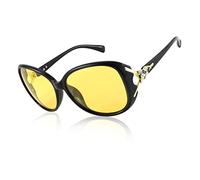 FEISEDY Night Driving Glasses for Women, Anti-Glare Night Vision Glasses for Driving Yellow Tinted Sunglasses B2730