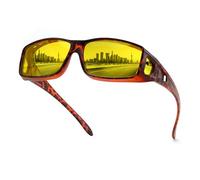 FEISEDY Night Driving Over Glasses for Men Women, Full Wrap Around UV Anti Glare Night Vision Glasses for Driving