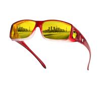 FEISEDY Night Driving Over Glasses for Men Women, Full Wrap Around UV Anti Glare Night Vision Glasses for Driving