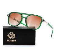 FEISEDY Polarised Sunglasses for Women Men, Square Pilot Shades B0357 | UV400 Protection, Trendy Retro Sun Glasses for Driving,Travel& Holiday