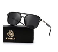 FEISEDY Polarised Sunglasses for Women Men, Square Pilot Shades B0357 | UV400 Protection, Trendy Retro Sun Glasses for Driving,Travel& Holiday