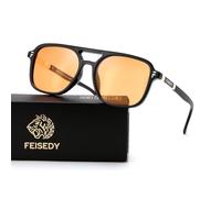 FEISEDY Polarised Sunglasses for Women Men, Square Pilot Shades B0357 | UV400 Protection, Trendy Retro Sun Glasses for Driving,Travel& Holiday