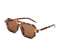 FEISEDY Square Pilot Sunglasses for Women Men 70s Retro Double Bridge Ladies Designer Sun Glasses UV400