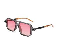 FEISEDY Square Pilot Sunglasses for Women Men 70s Retro Double Bridge Ladies Designer Sun Glasses UV400
