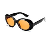 FEISEDY Sunglasses White Oval Clout Goggles for Women Men Retro Round Trendy Rimmed Clueless Costume Frame B2253 Black/Orange
