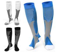 FEISIGE 3 Pairs Compression Socks, 20-30 mmHg Circulation Support - Ideal Compression Stockings for Running, Nursing, Flight, and Travel - Knee-High Varicose Veins Socks (Size: L/XL)