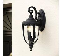Feiss English Bridle 3 Light Medium Wall Lantern, Outdoor Ip44 Black Metal With Seeded Glass, Traditional Manor Style
