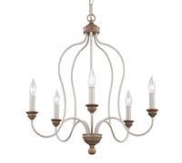 FEISS Five-bulb chandelier Hartsville in chalk white