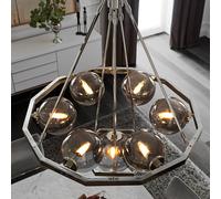 FEISS Harper hanging light, smoked glass, 7-bulb