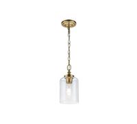 Feiss Hounslow Single Light Mini Ceiling Pendant In Burnished Brass With Clear Glass