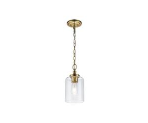 Feiss Hounslow Single Light Mini Ceiling Pendant In Burnished Brass With Clear Glass