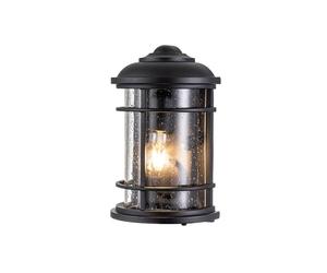 Feiss Lighthouse Single Light Half Wall Lantern in Textured Black finish With Seeded Clear Glass