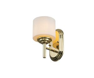 Feiss Malibu Single Light Bathroom Wall Light In Polished Brass With Opal Glass Shade