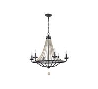 Feiss Nori 6 Light Chandelier In Weathered Zinc Finish With Driftwood Grey Beads