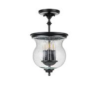 Feiss Pickering Lane 3 Light Glass Semi-Flush Ceiling Fitting In Black Finish