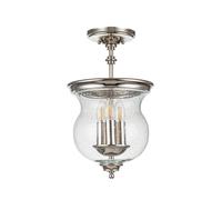 Feiss Pickering Lane 3 Light Glass Semi-Flush Ceiling Light - Polished Nickel