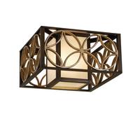 Feiss Remy 2-Light Flush Ceiling Light Heritage Bronze Finish, Bronze Organza Shades, Dimmable, E27 Fittings, Handcrafted Iron