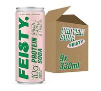 Feisty Drinks Protein Soda - Green Apple and Lime | 9x330ml | 10g Plant-Based Protein, Essential Amino Acids, No Artificial Ingredients, No Added Sugar, Dairy-Free, Low-Calorie