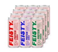 Feisty Drinks Protein Soda - Mixed Flavour Pack | 12x330ml | 10g Plant-Based Protein, Essential Amino Acids, No Artificial Ingredients, No Added Sugar, Dairy-Free, Low-Calorie