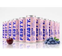Feisty Drinks Protein Soda Sour Cherry & Blackcurrant 12x330ml, 10g Plant-Based Protein, Healthy Soda, Healthy Fizzy Drinks, No Added Sugar, Sparkling Drinks