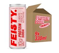 Feisty Drinks Protein Soda - White Peach and Nectarine | 9x330ml | 10g Plant-Based Protein, Essential Amino Acids, No Artificial Ingredients, No Added Sugar, Dairy-Free, Low-Calorie