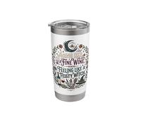 Feisty Menopause Witch Midlife 40s 50s Aging Fine Wine Boho Stainless Steel Insulated Tumbler