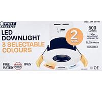 FEIT Twin Pack LED Fire-Rated Downlight with 3-Colour Temperatures White Bezel