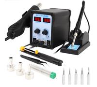 FEITA 8586 SMD Hot Air Rework Station 2 IN 1 with Digital Soldering Iron & Heat Air Gun 5 Solder Tips 3 Nozzles AC110V 700W